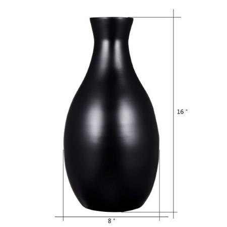 HASTINGS HOME Hastings Home Handcrafted 16 Inch Tall Black Bamboo Vase | Decorative Glazed Bottle Neck Vase 652331YTM